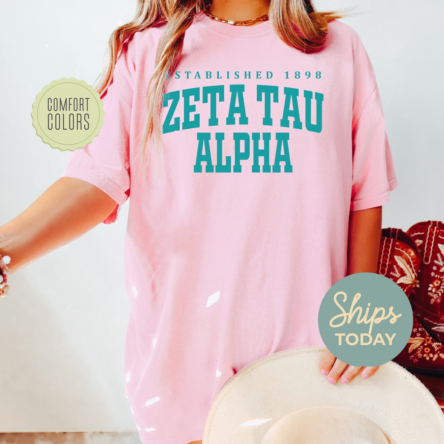 Zeta Tau Alpha Bold Letters Comfort Colors Sorority T-shirt _ 35145g