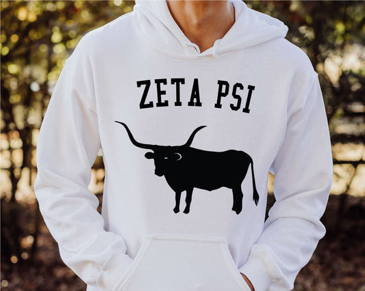 Zeta Psi Long Horn Fraternity Hoodie _ 1554g