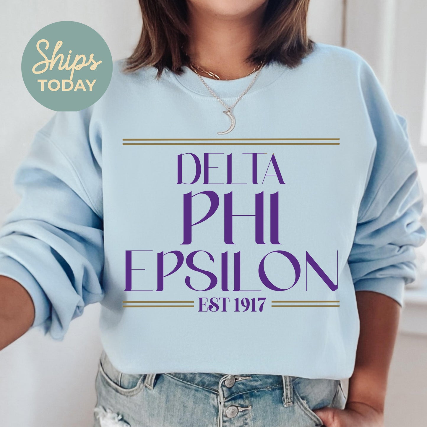 Delta Phi Epsilon Greek Harmony Sorority Sweatshirt _ 34976g