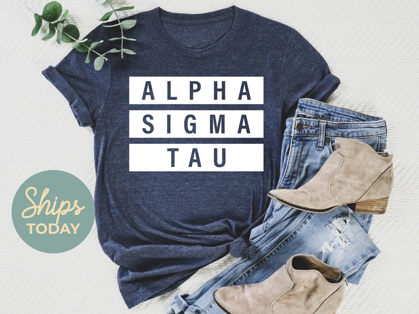 Alpha Sigma Tau Faded White Box Sorority T-shirt _ 3340g