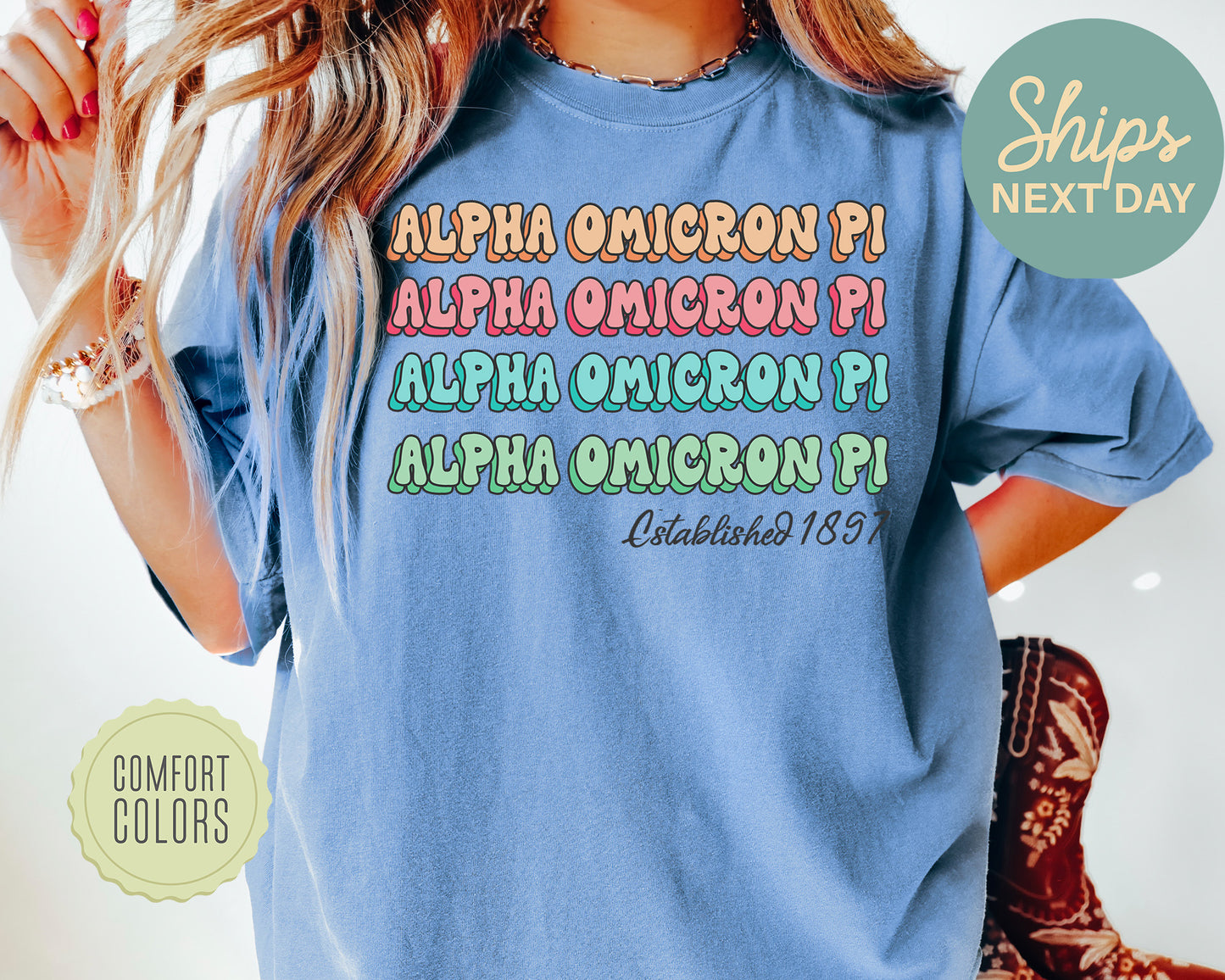 Alpha Omicron Pi Lucy Comfort Colors Sorority T-shirt _ 262g