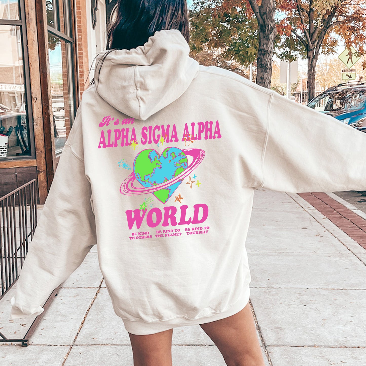 Alpha Sigma Alpha Pink Planet Sorority Hoodie _ 34236g