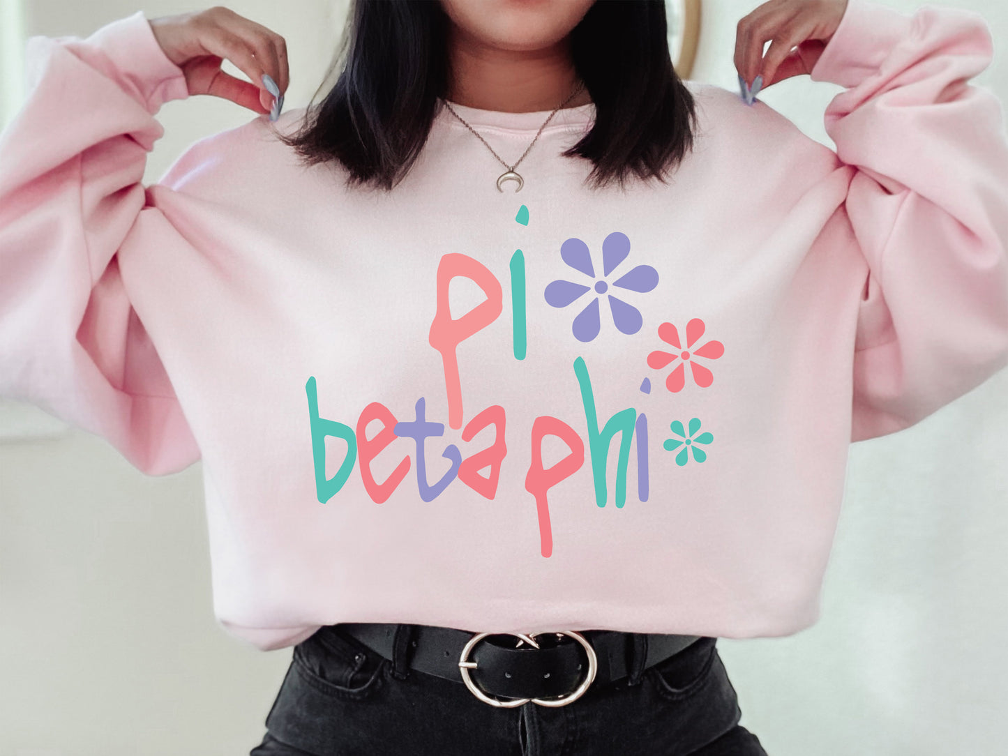 Pi Beta Phi Colorful Floral Sorority Sweatshirt _ 2623g