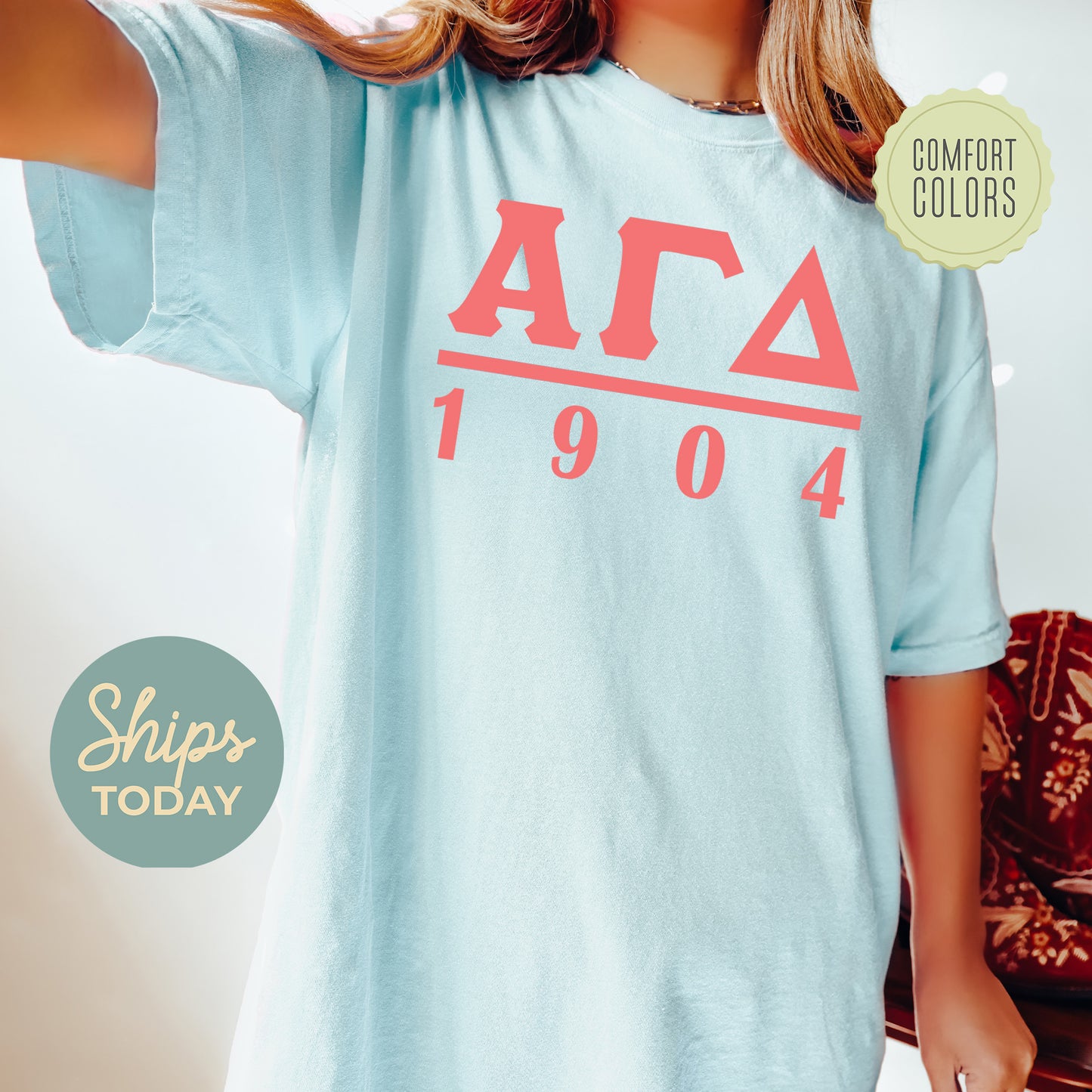 Alpha Gamma Delta Monochromatic Comfort Colors Sorority T-shirt _ 30846g