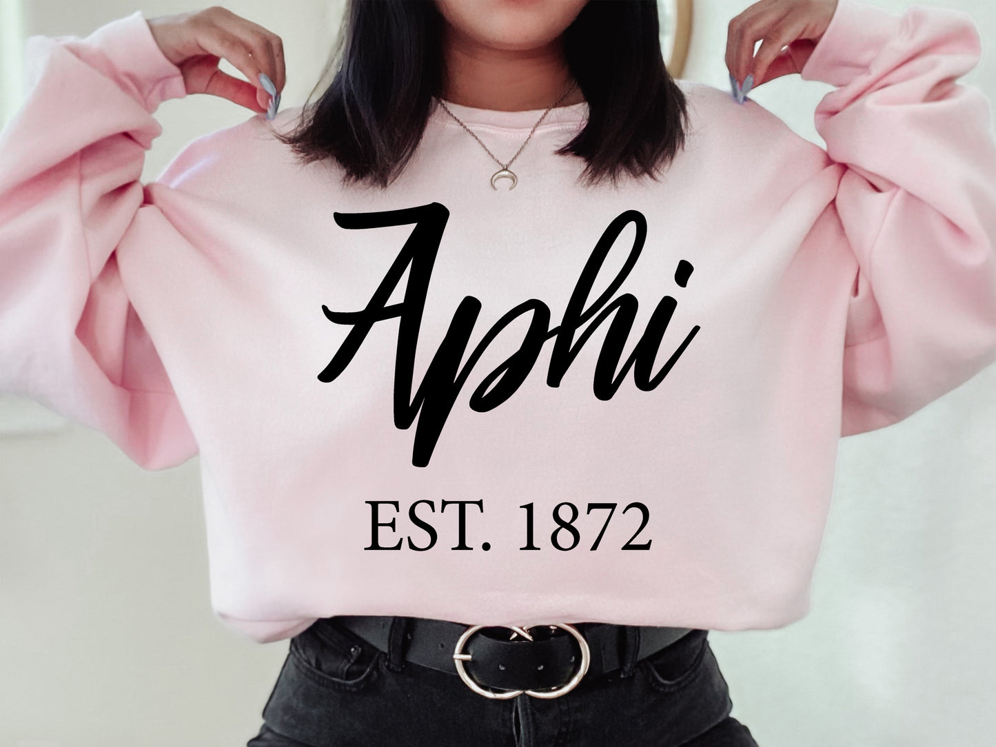 Alpha Phi Black Flowy Sorority Sweatshirt _ 82g