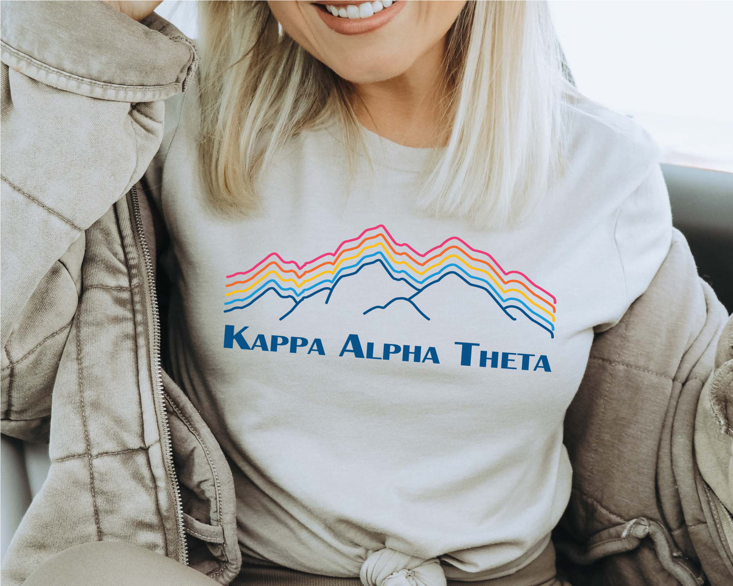 Kappa Alpha Theta Rainbow Mountains Sorority T-shirt _ 2644g