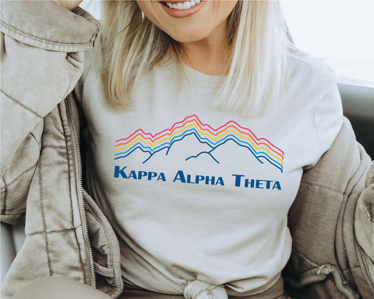 Kappa Alpha Theta Rainbow Mountains Sorority T-shirt _ 2644g