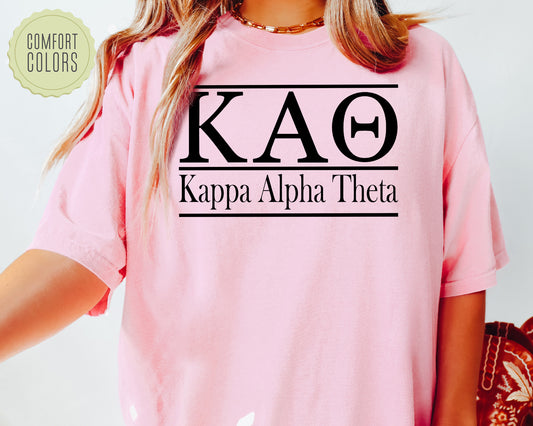 Kappa Alpha Theta Bold Statement Comfort Colors Sorority T-shirt _ 299g