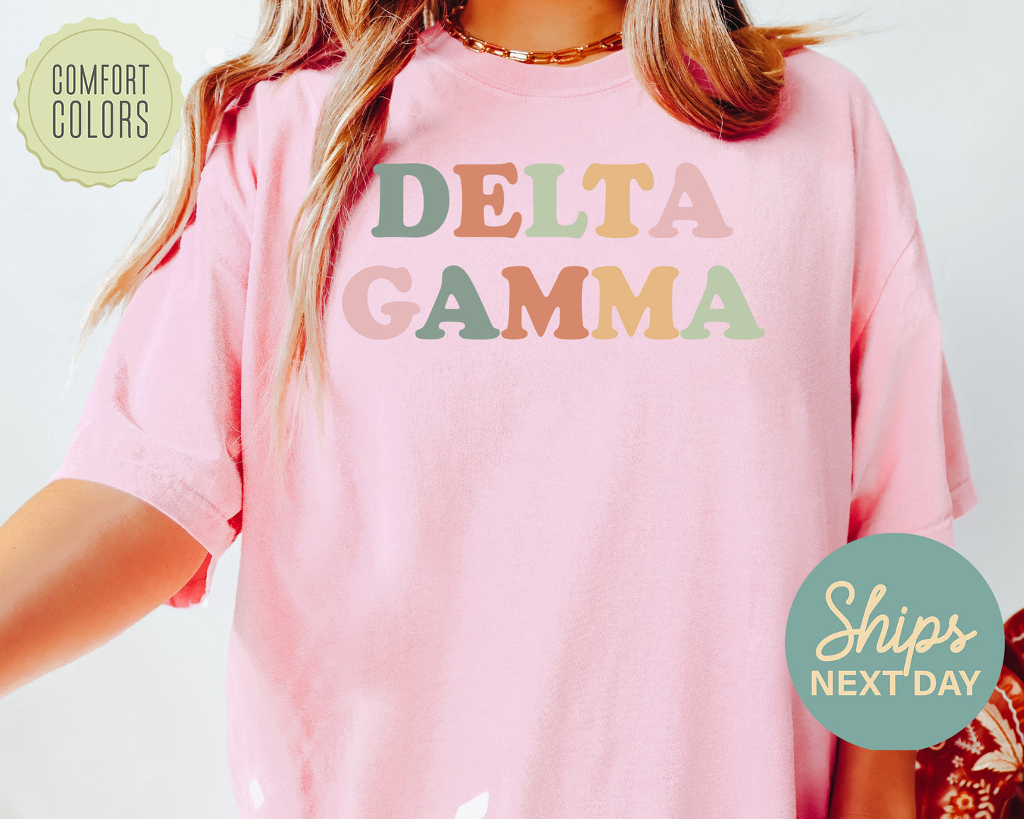 Delta Gamma Bright and Proud Comfort Colors Sorority T-shirt _ 425g