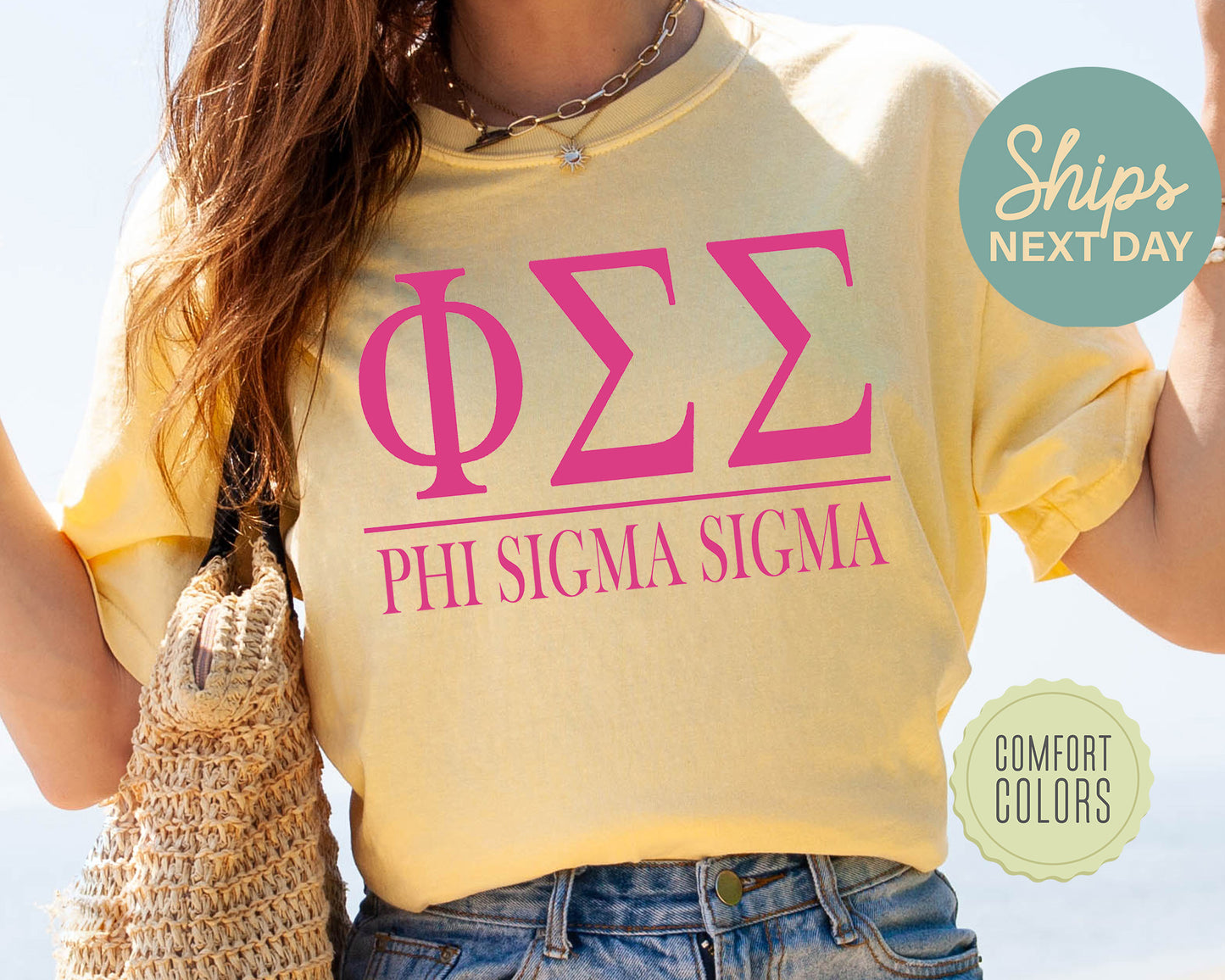 Phi Sigma Sigma Loud Letters Comfort Colors Sorority T-shirt _ 485g