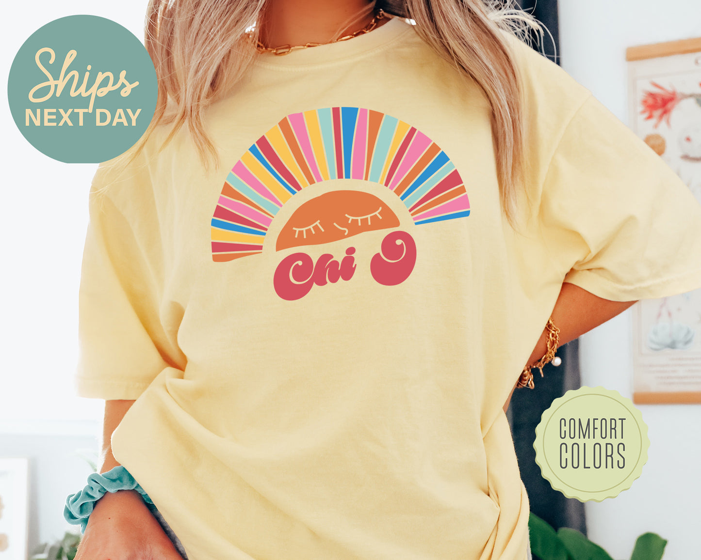 Chi Omega Sunshine Comfort Colors Sorority T-shirt _ 3316g
