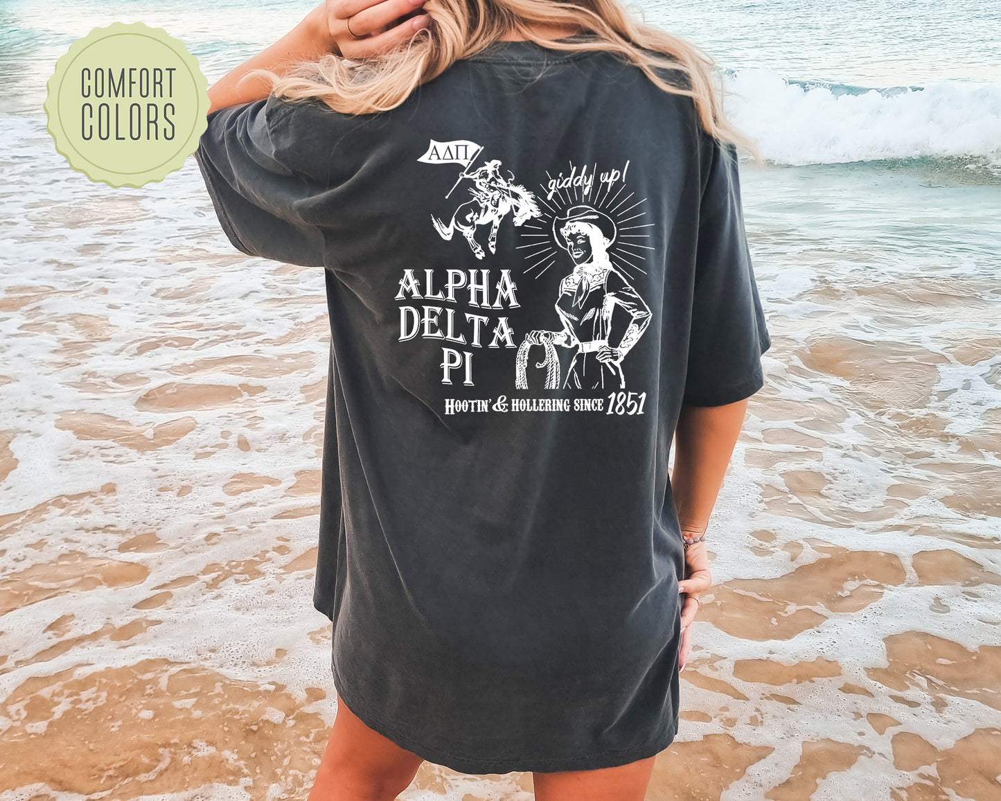Alpha Delta Pi Howdy Cowgirl Comfort Colors Sorority T-shirt _ 35360g