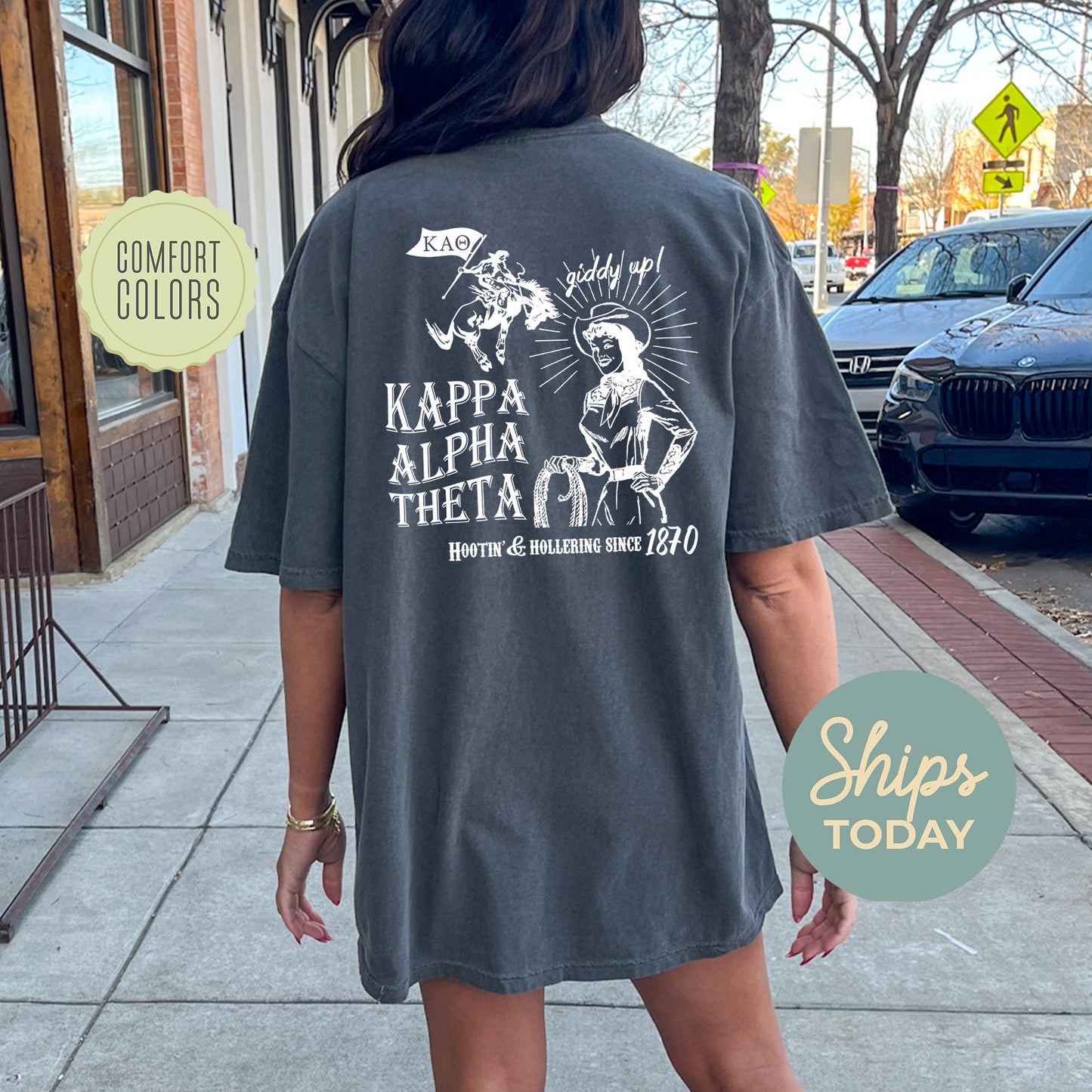 Kappa Alpha Theta Howdy Cowgirl Comfort Colors Sorority T-shirt _ 35374g