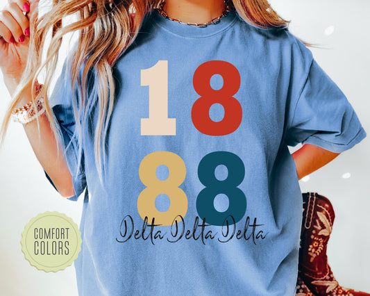 Delta Delta Delta Colorful and Trendy Comfort Colors Sorority T-shirt _ 191g
