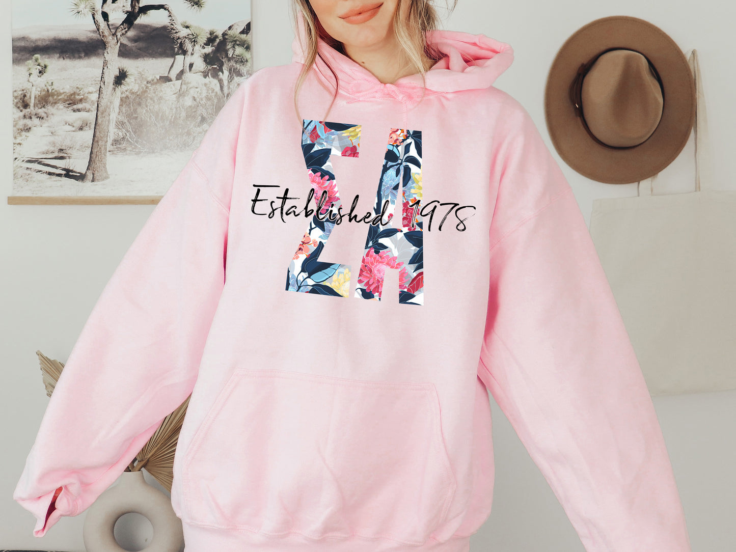 Sigma Alpha Floral Block Sorority Hoodie _ 3519g
