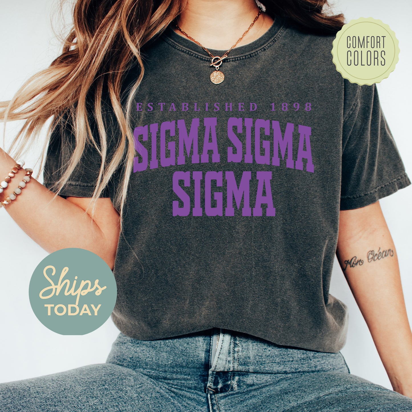 Sigma Sigma Sigma Bold Letters Comfort Colors Sorority T-shirt _ 35143g