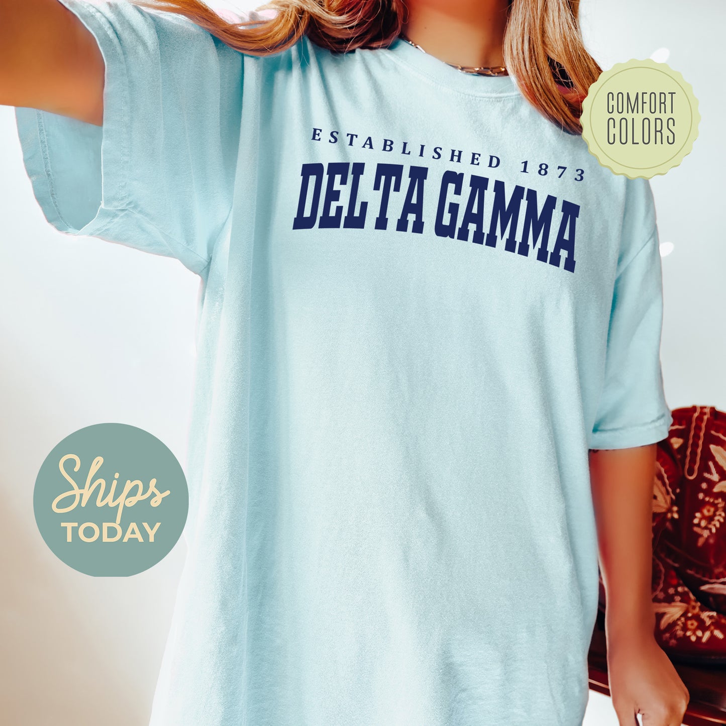 Delta Gamma Bold Letters Comfort Colors Sorority T-shirt _ 35131g