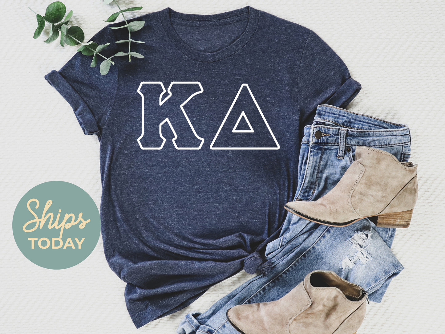 Kappa Delta White Letter Outline Sorority T-shirt _ 30807g