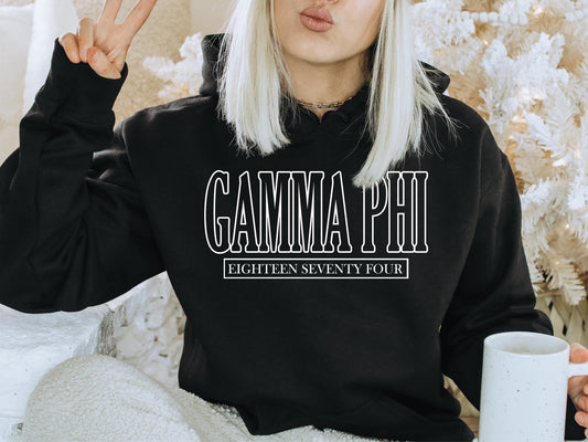 Gamma Phi Beta Stencil Stacked Sorority Hoodie _ 2148g