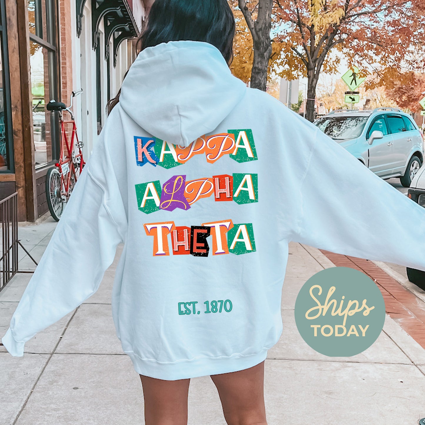 Kappa Alpha Theta Letter Cuts Sorority Hoodie _ 35902g