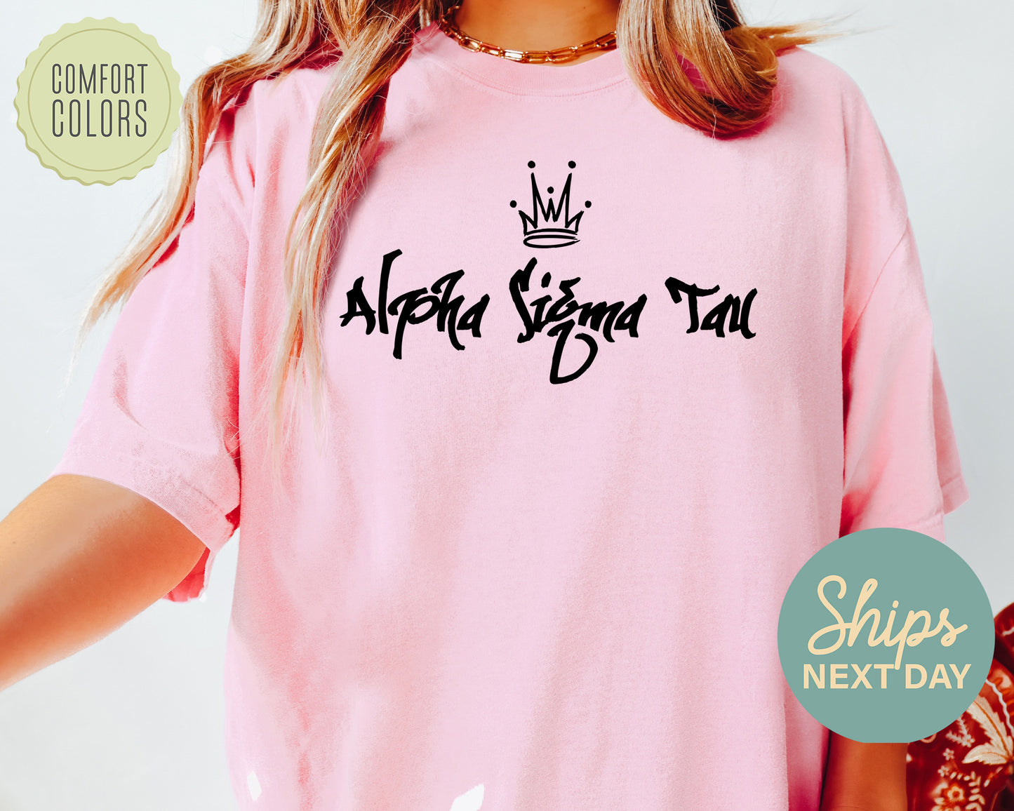 Alpha Sigma Tau Queen Comfort Colors Sorority T-shirt _ 2455g