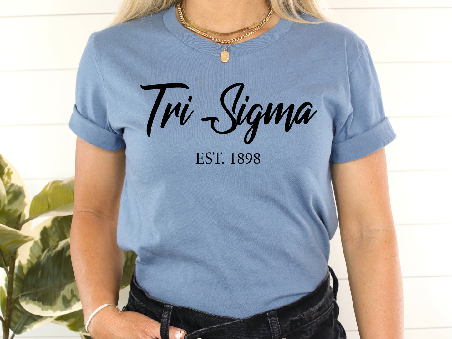 Sigma Sigma Sigma Black Flowy Sorority T-shirt _ 100g