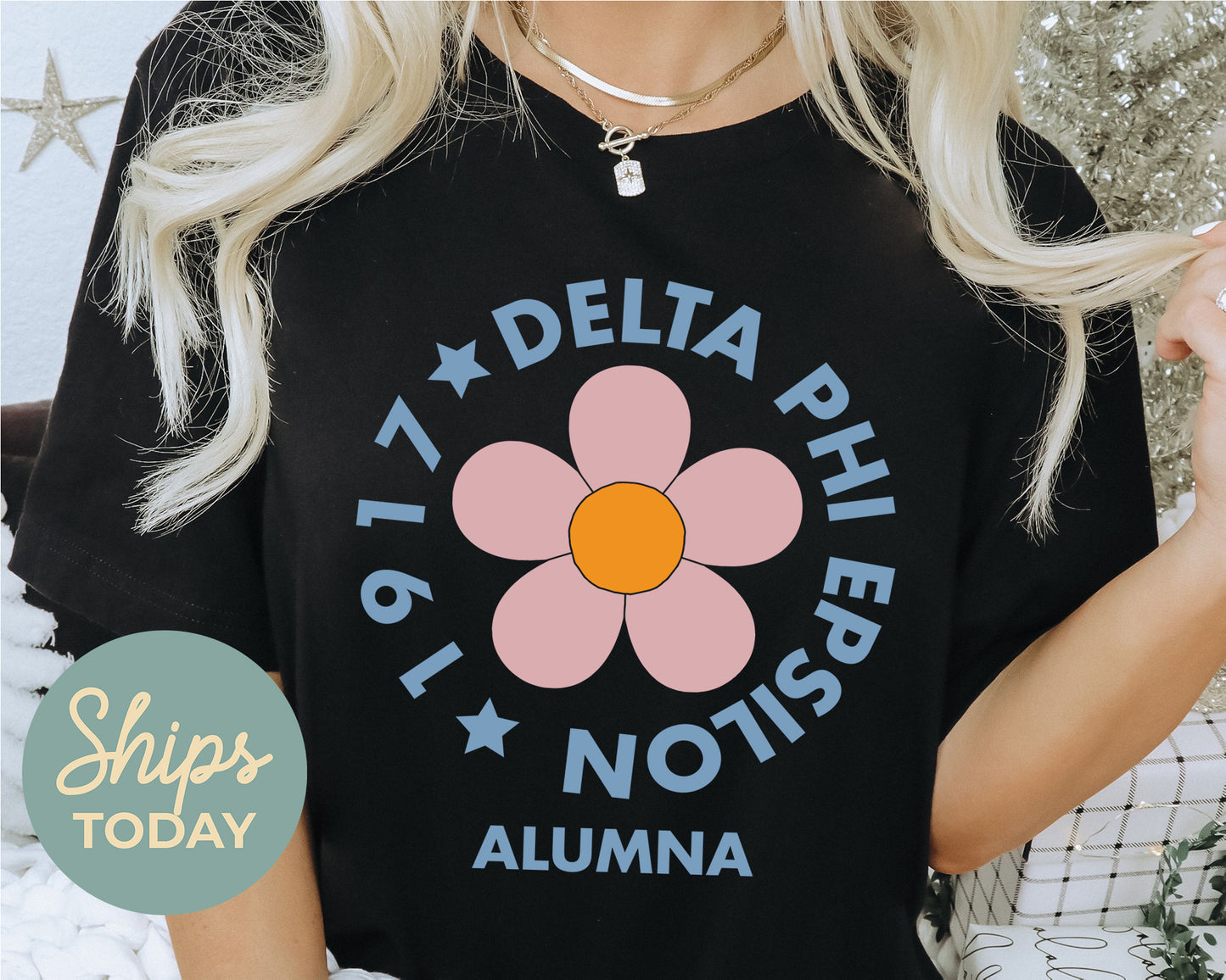 Delta Phi Epsilon Floral Alumna Sorority T-shirt _ 2563g