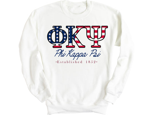 Phi Kappa Psi American Flag Letters Fraternity Sweatshirt _ 1170g