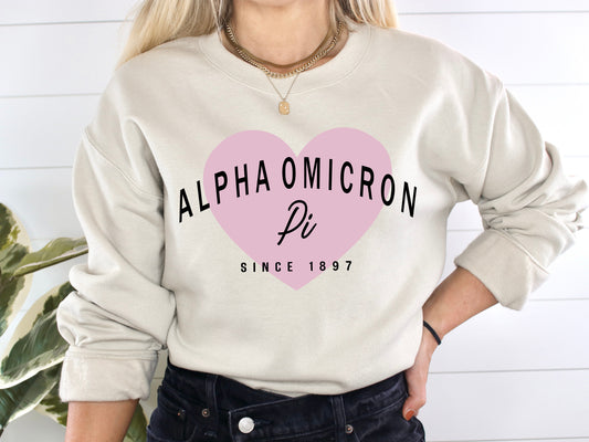 Alpha Omicron Pi Pretty in Pink Sorority Sweatshirt _ 444g