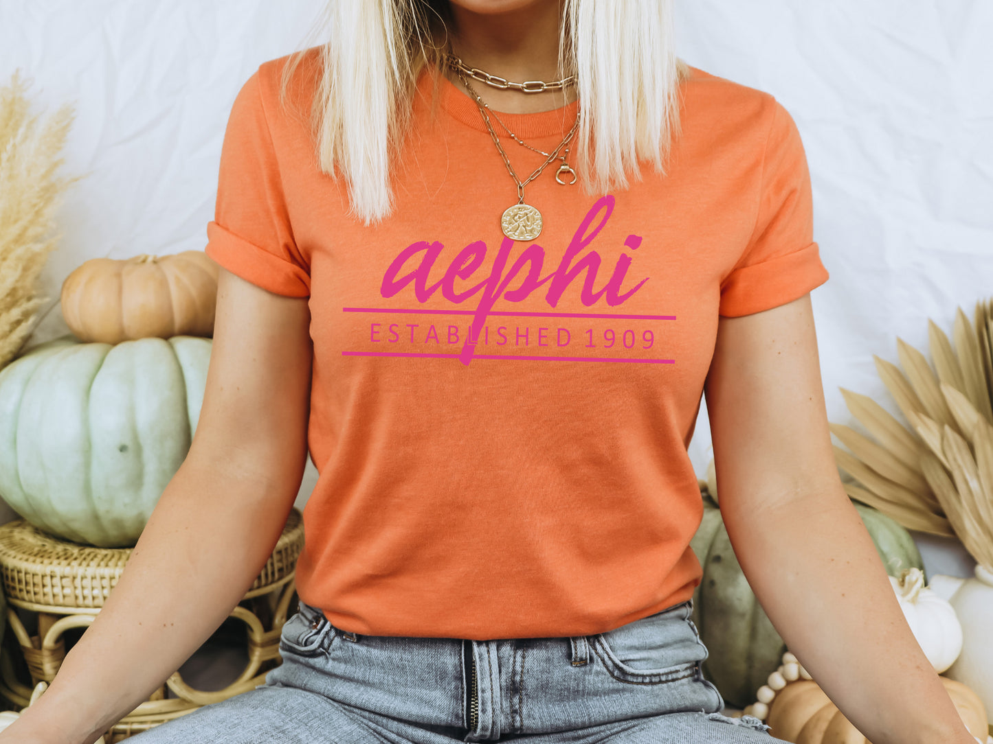 Alpha Epsilon Phi All Pink Sorority T-shirt _  754g