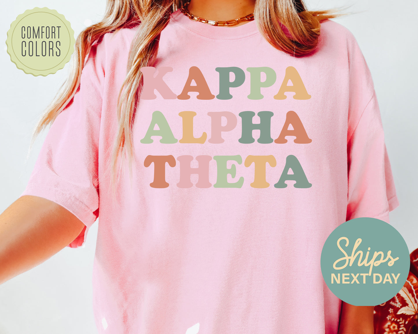 Kappa Alpha Theta Bright and Proud Comfort Colors Sorority T-shirt _ 429g