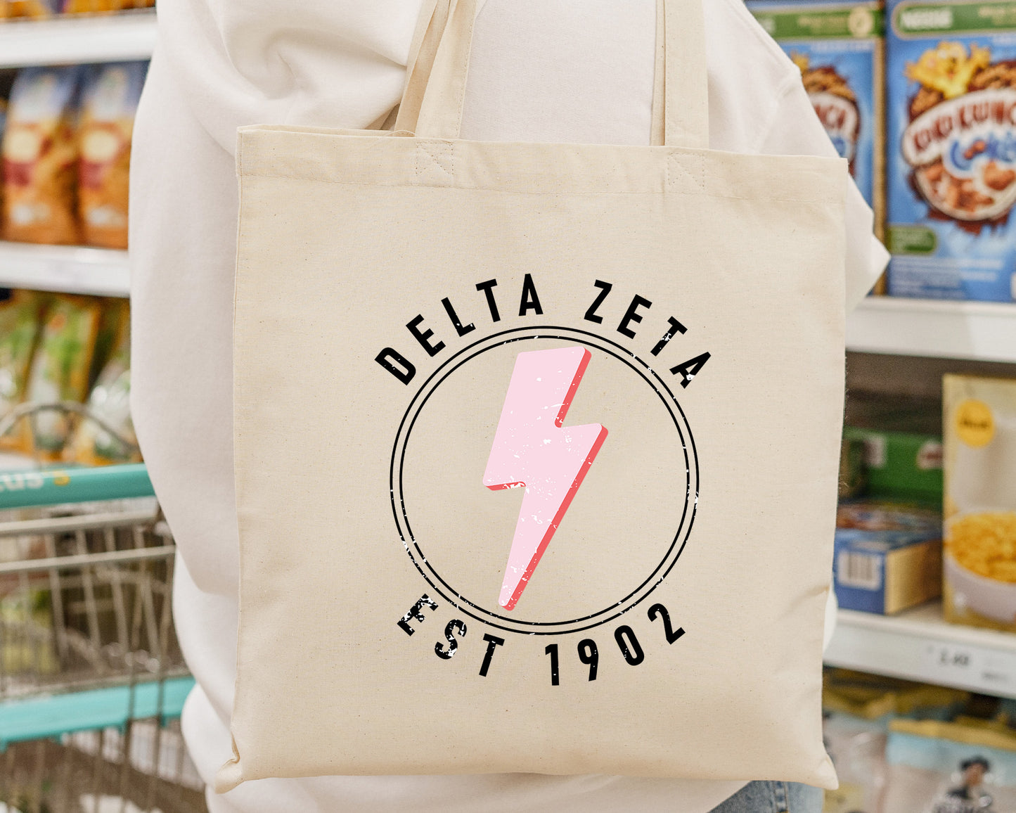 Delta Zeta Pinkish Strike Sorority Tote Bag _ 34373g
