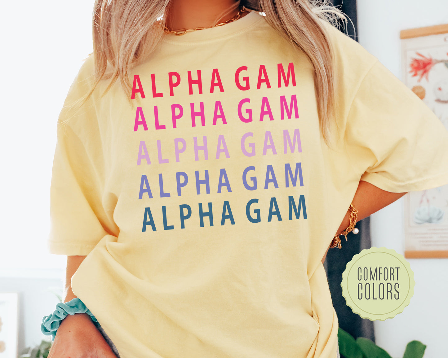 Alpha Gamma Delta Bright and Stacked Comfort Colors Sorority T-shirt _ 3g