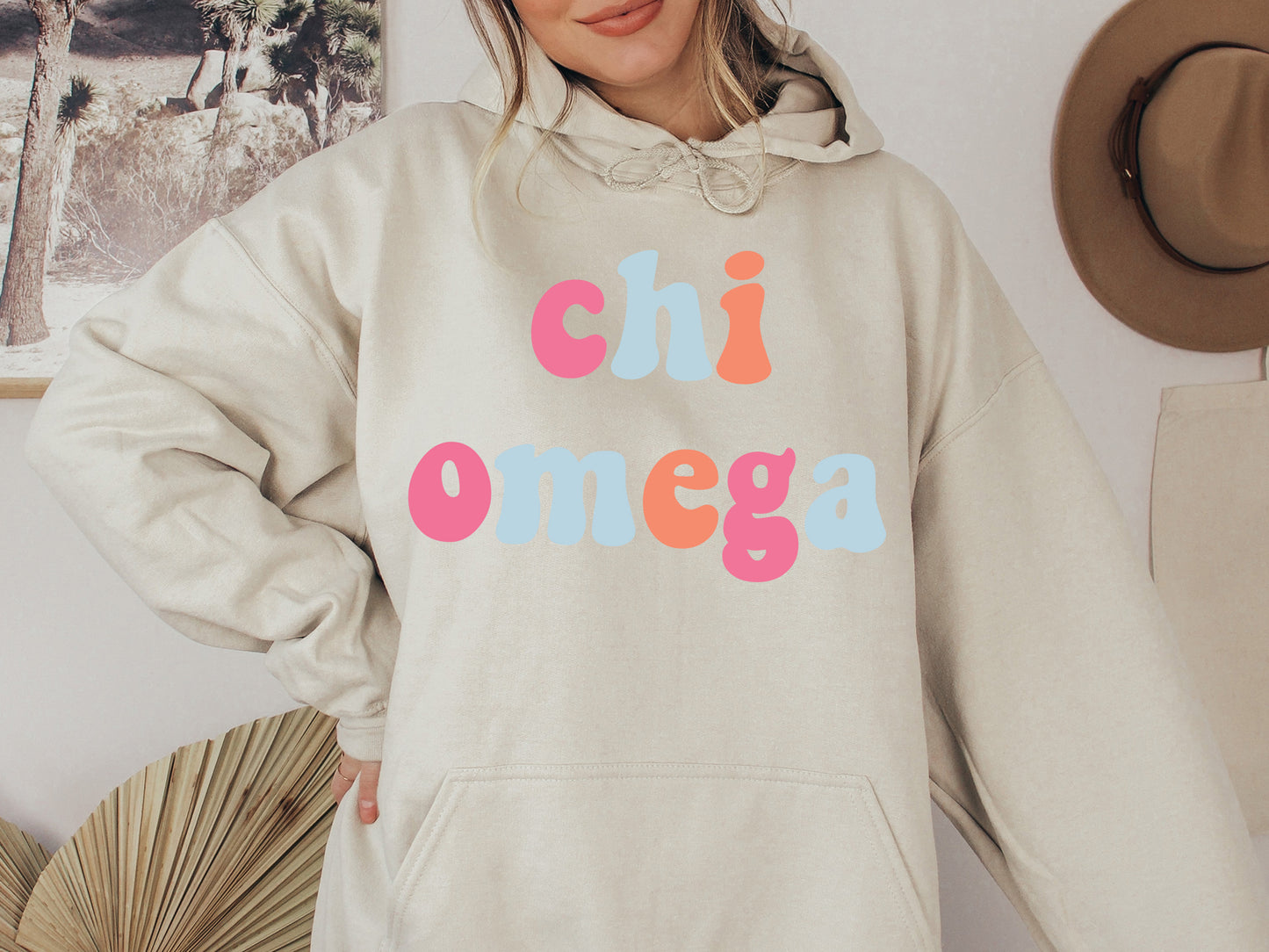 Chi Omega Vividly Vibrant Sorority Hoodie _ 3158g