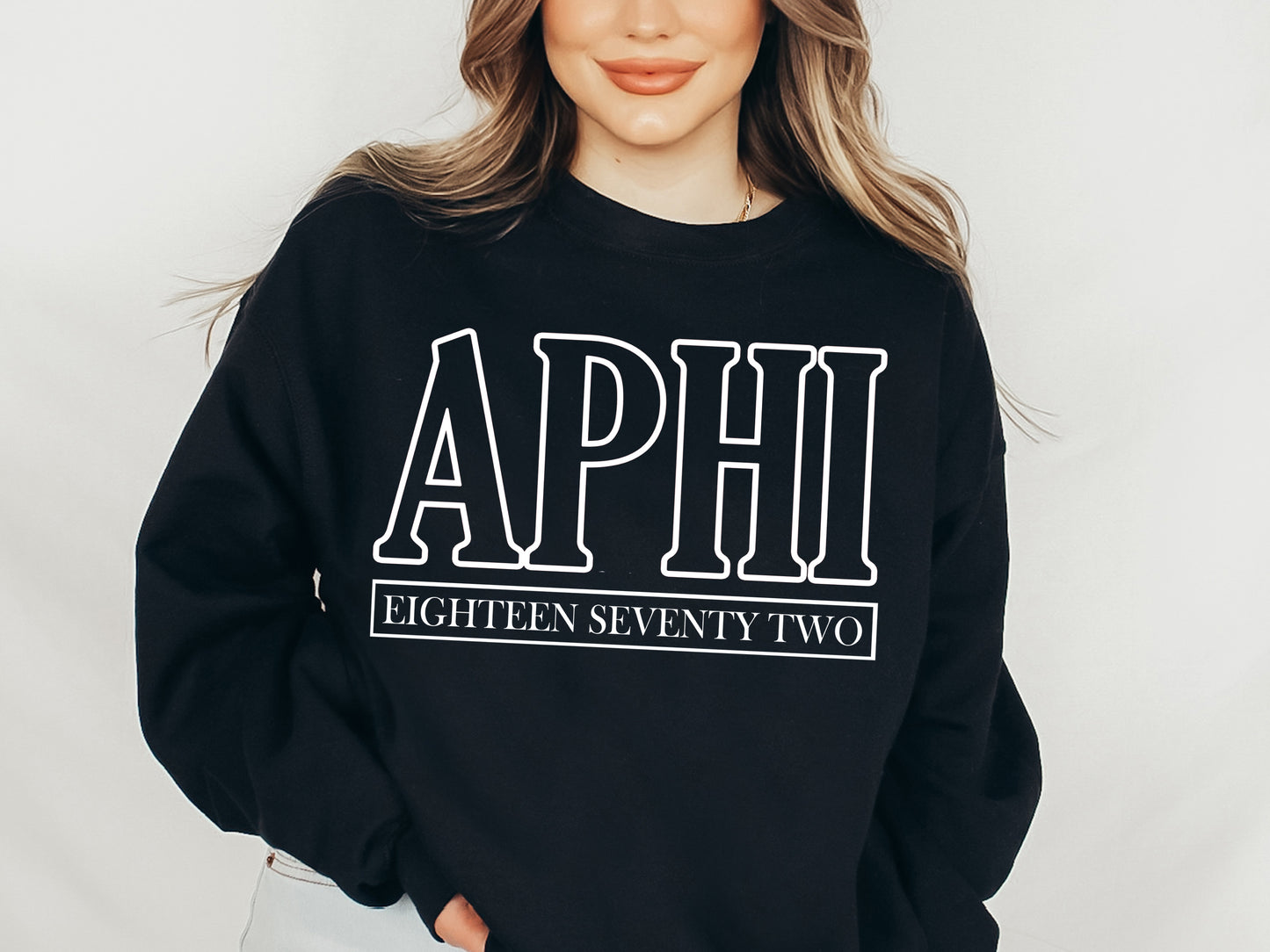 Alpha Phi Stencil Stacked Sorority Sweatshirt _ 2139g
