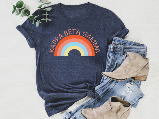 Kappa Beta Gamma Colorful Rainbow Sorority T-shirt _ 3457g