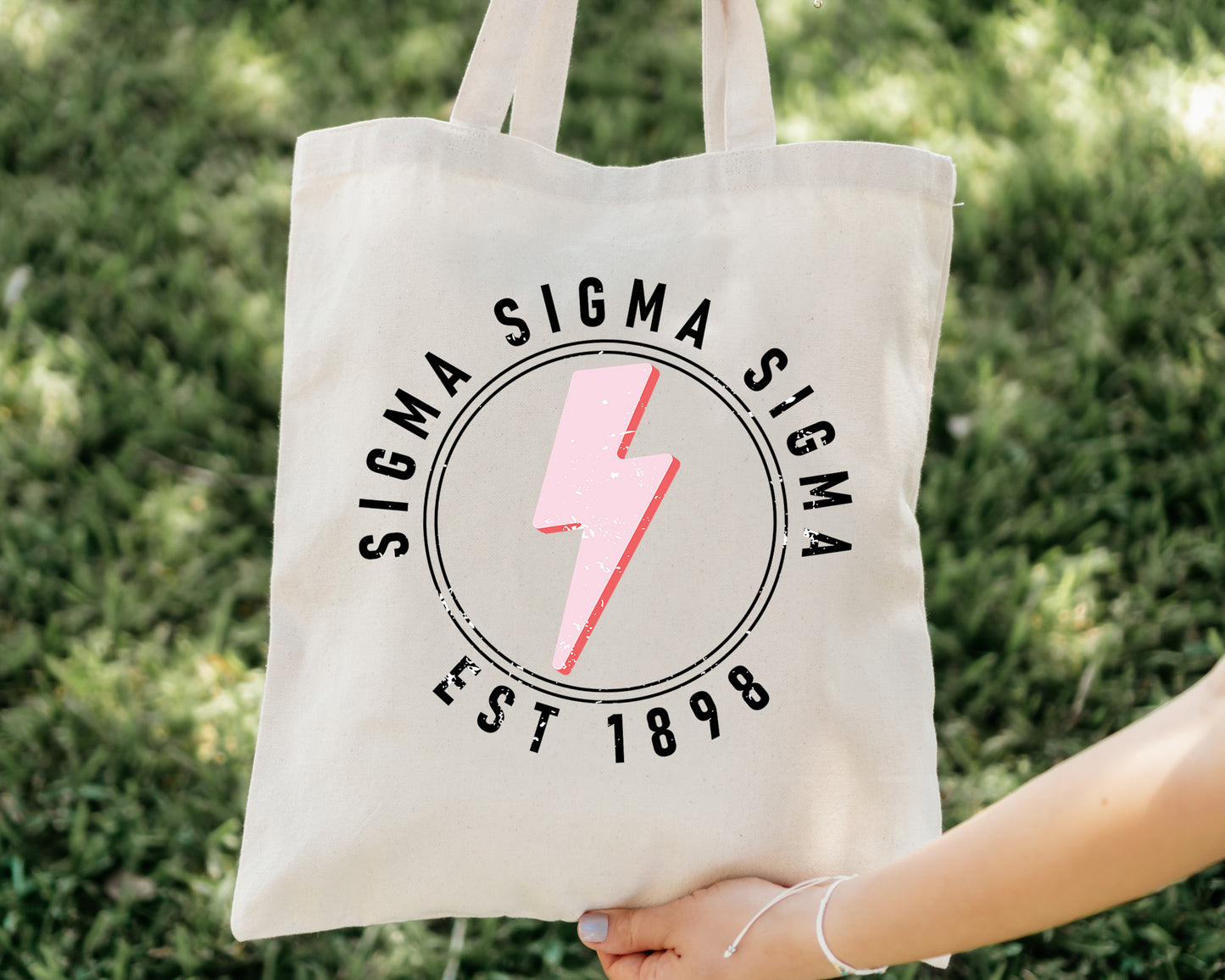 Sigma Sigma Sigma Pinkish Strike Sorority Tote Bag _ 34383g