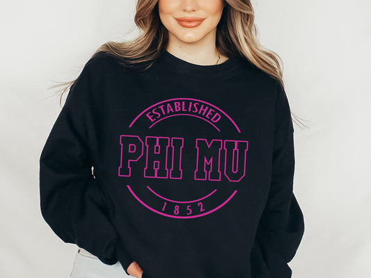 Phi Mu Pink Stamp Sorority Sweatshirt _ 69g