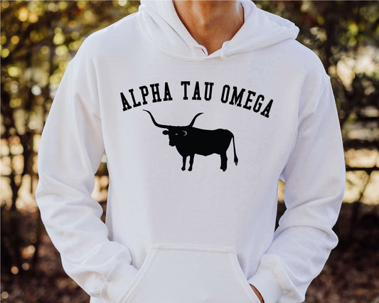 Alpha Tau Omega Long Horn Fraternity Hoodie _ 1527g
