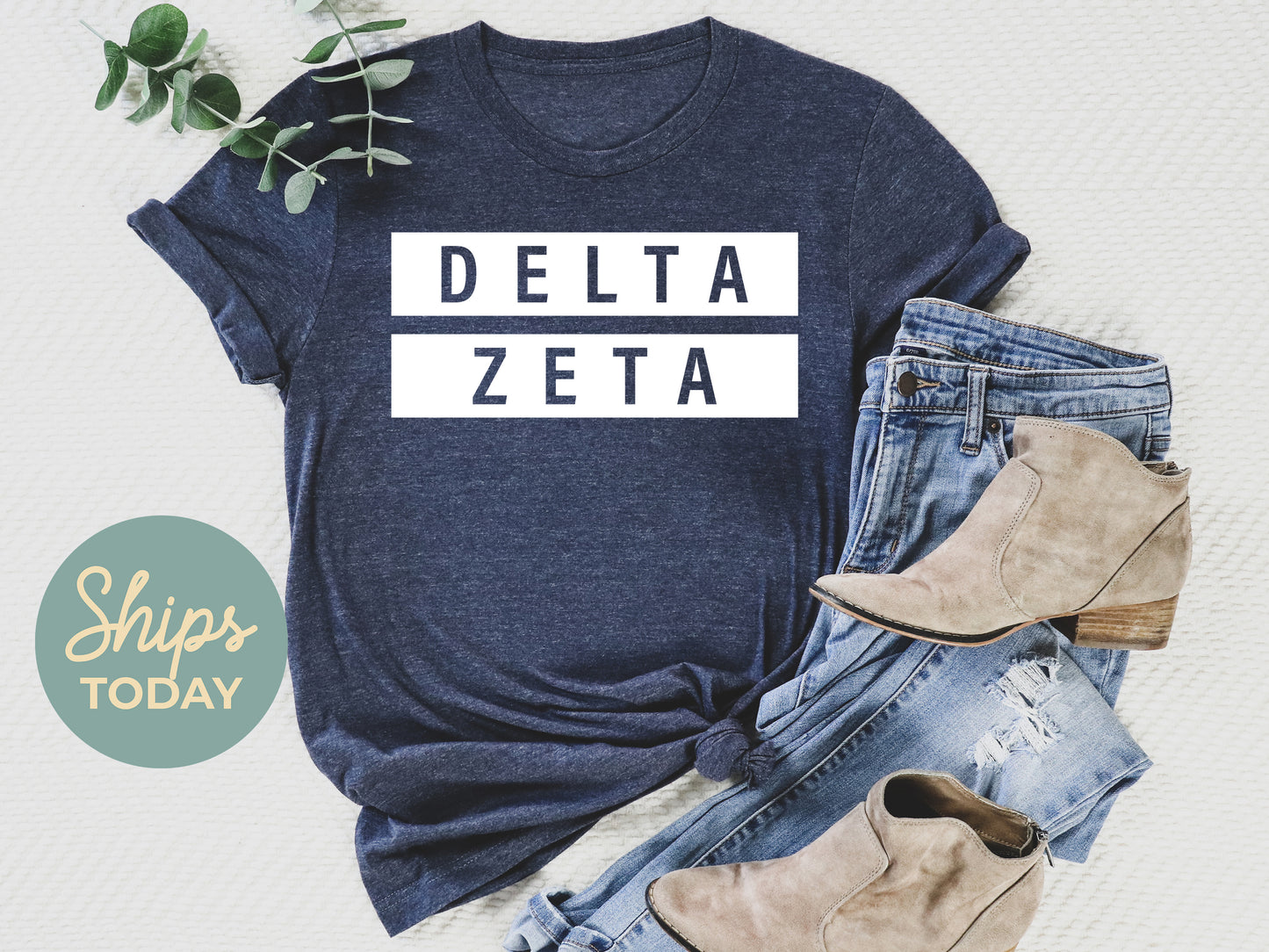 Delta Zeta Faded White Box Sorority T-shirt _ 3346g