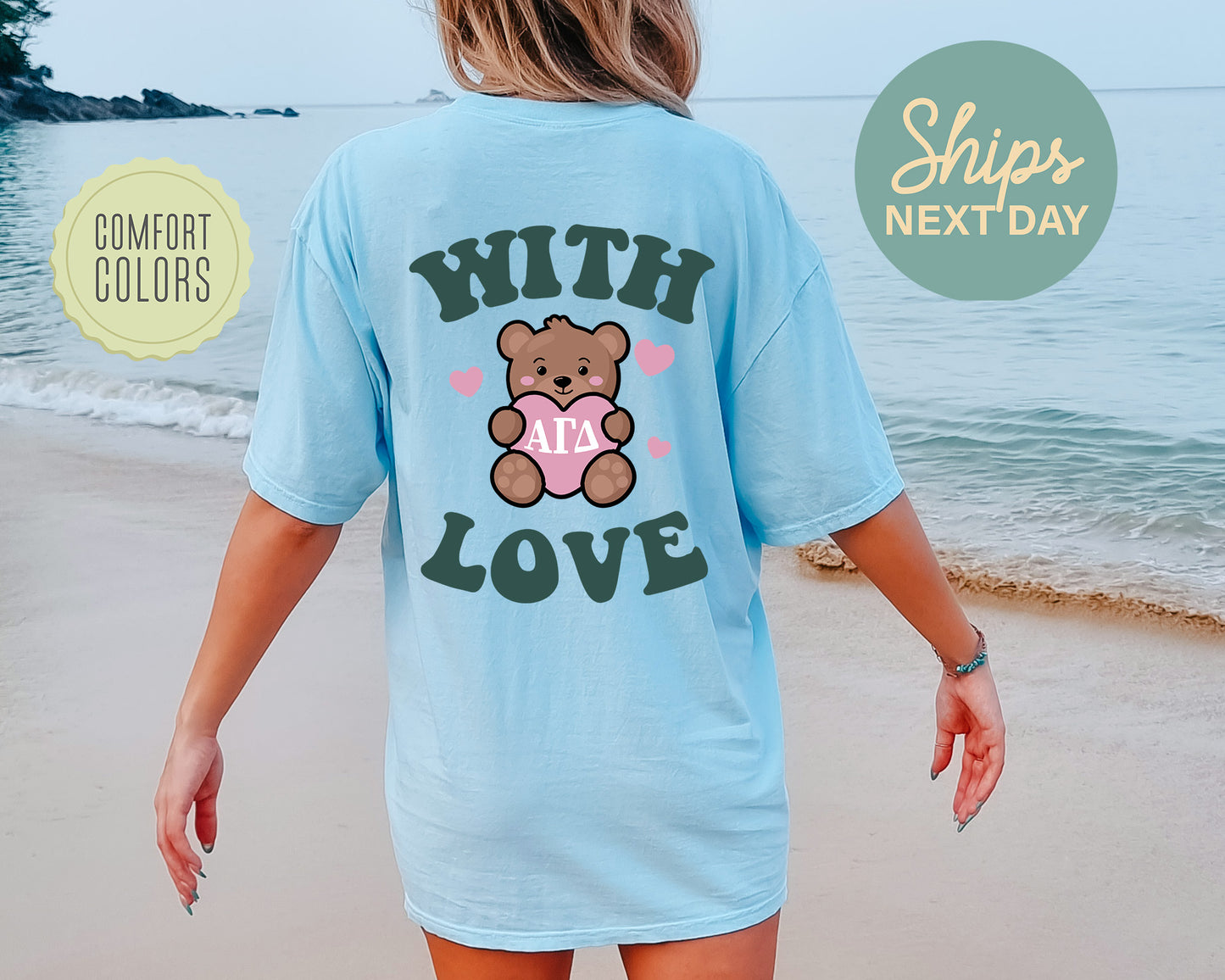 Alpha Gamma Delta With Love Comfort Colors Sorority T-shirt _ 33209g