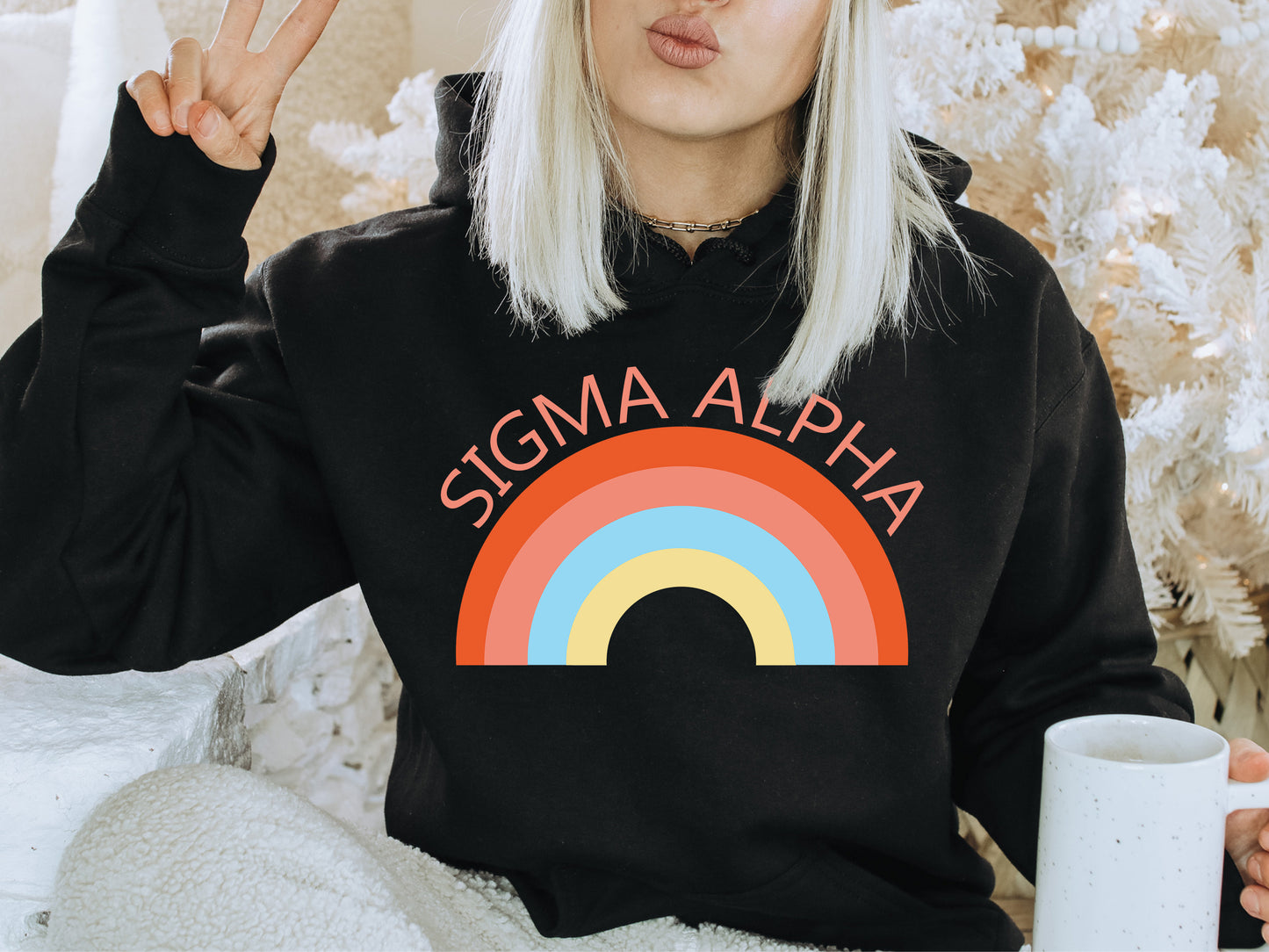 Sigma Alpha Colorful Rainbow Sorority Hoodie _ 3463g