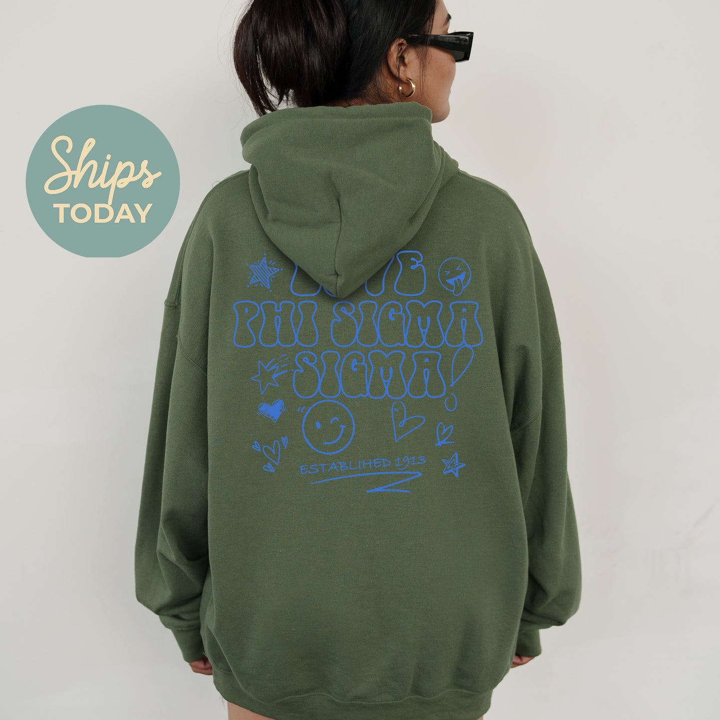 Phi Sigma Sigma Scribble Sorority Hoodie _ 35508g