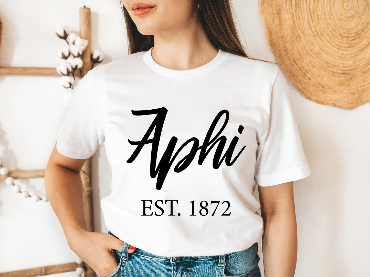 Alpha Phi Black Flowy Sorority T-shirt _ 82g