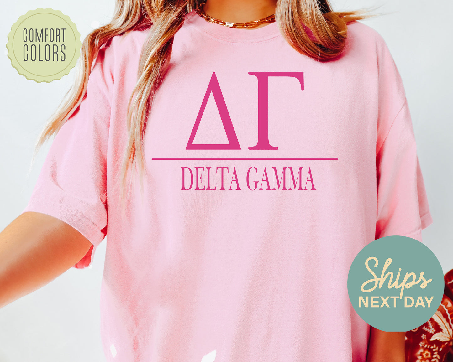 Delta Gamma Loud Letters Comfort Colors Sorority T-shirt _ 477g