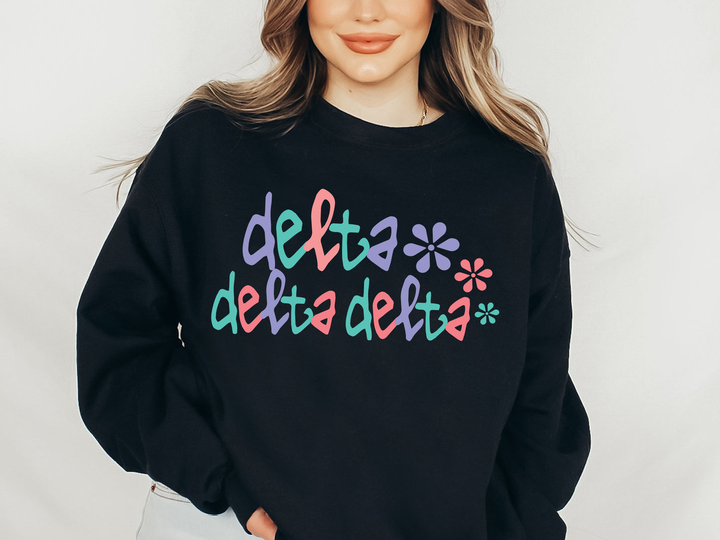 Delta Delta Delta Colorful Floral Sorority Sweatshirt _ 2613g