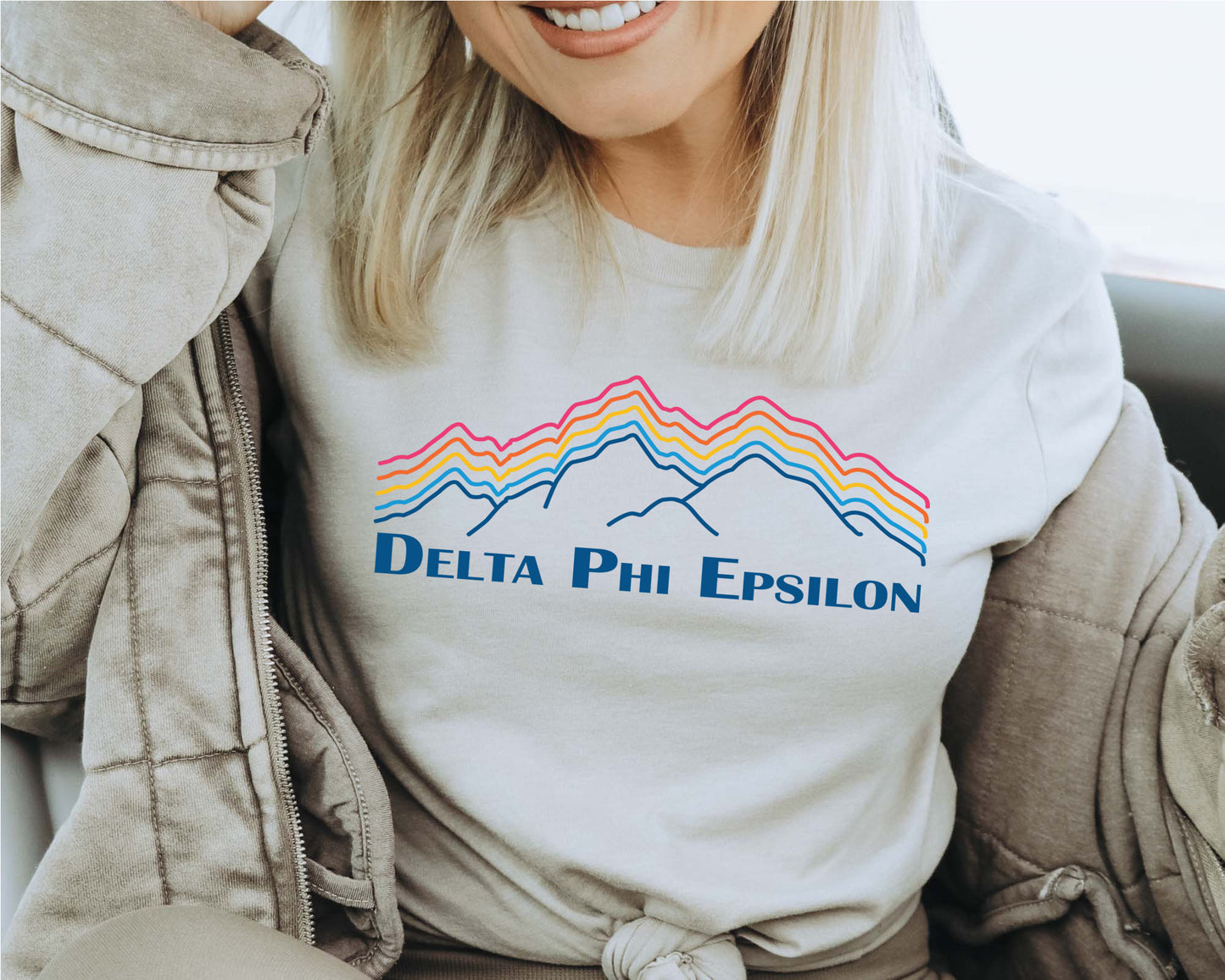 Delta Phi Epsilon Rainbow Mountains Sorority T-shirt _ 2641g