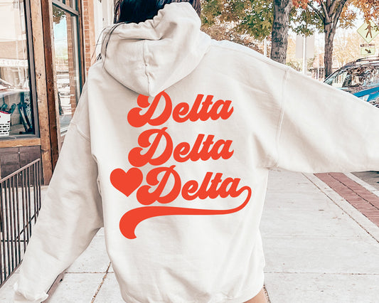 Delta Delta Delta Red Heart Sorority Hoodie _ 33356g