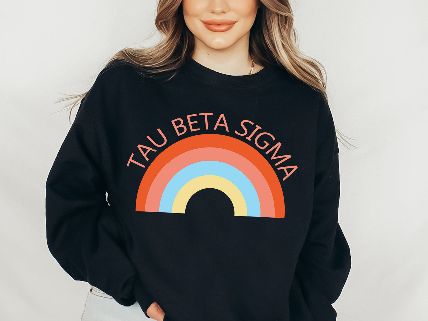 Tau Beta Sigma Colorful Rainbow Sorority Sweatshirt _ 3466g
