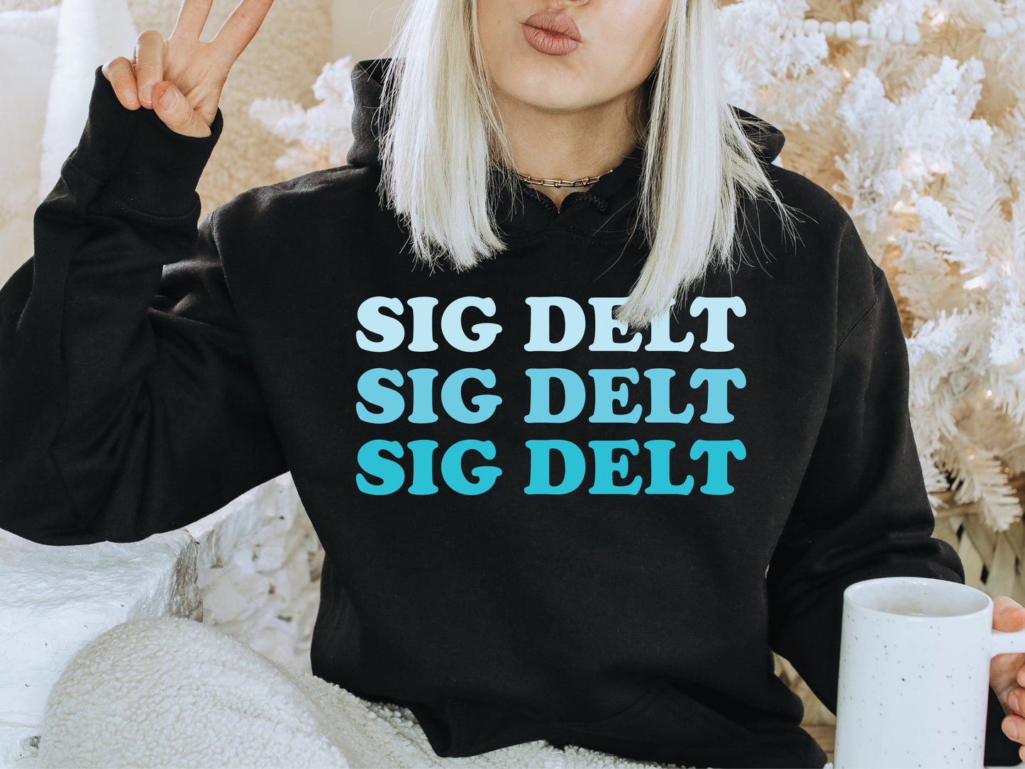 Sigma Delta Tau Touch of Blue Sorority Hoodie _ 2598g
